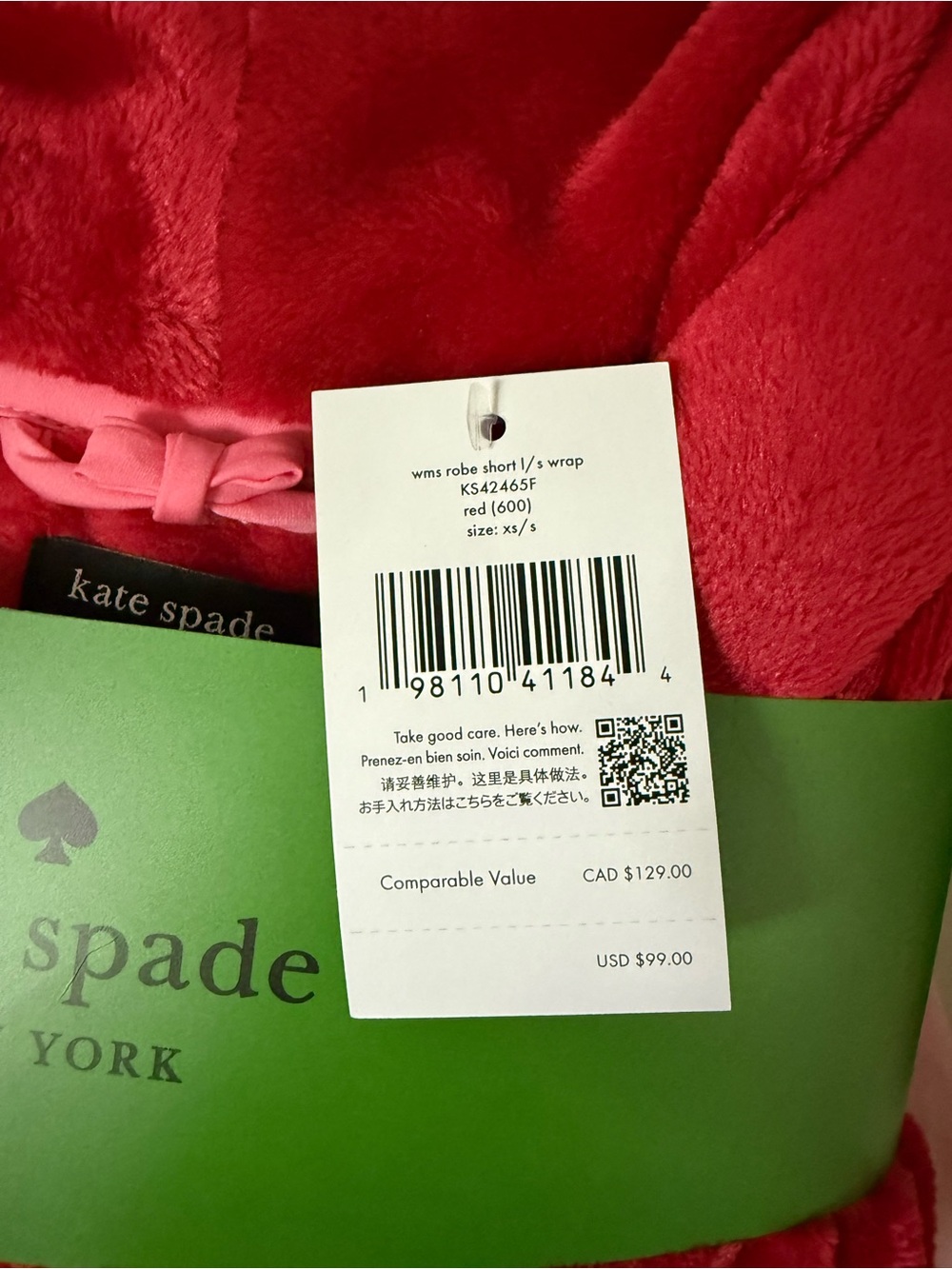 Kate Spade Robe - Long Sleeve Short Robe - Picture 6 of 6
